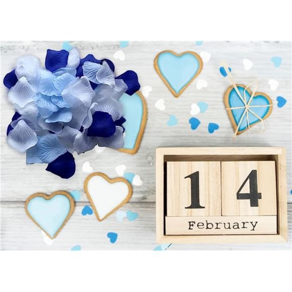 Mixed Royal Blue &Light Blue &White Party Wedding Flowers Silk Rose Petals Party - Picture 2 of 6